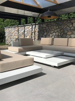 Loungeset Ibiza aluminium versie met wit onderstel