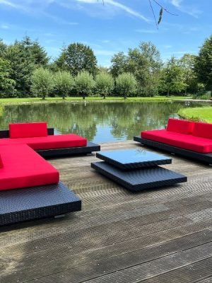 Loungeset Ibiza met zwart kunststof onderstel