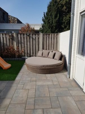 Ligbed Antibes met rond naturel rattan