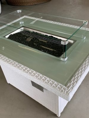 Vuurtafel rechthoek kunststof rattan