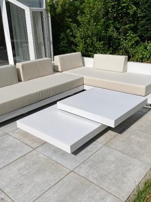 Loungeset Ibiza met wit onderstel bezorgd in Leuven België