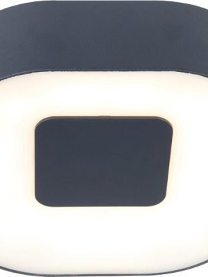 LUTEC Ublo – Kleine vierkante LED wand/muurlamp – zilver